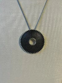 Colar Longo Pingente Mandala Banho de Prata
