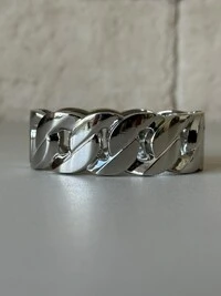 Bracelete Rígido Banda Ondas Entrelaçadas Banho de Ródio