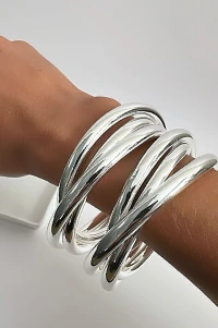 Pulseira Tripla Lisa Entrelaçada | Banho de Prata 925 | Moderna