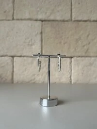 Brinco Argola Retangular Aberta Banho de Prata