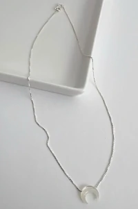 Colar Meia Lua 45 cm | Prata 925 | Madrepérola