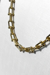 Colar Hardware | Banho de Ouro 18k | Elo com Esferas