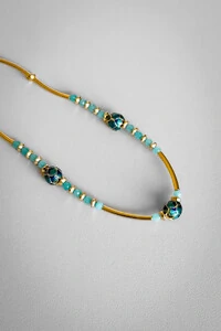 Colar Jade Amazonita | Banho de Ouro 18k | Natural