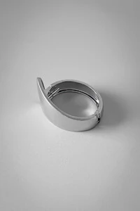 Bracelete Largo Esculpido | Banho de Ródio | Moderno