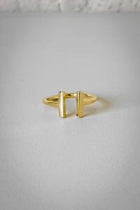 Anel Barra Dupla Ajustável | Banho Ouro 18k | Minimalista