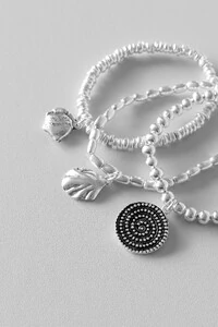 Trio de Pulseiras Mar | Banho Prata 925