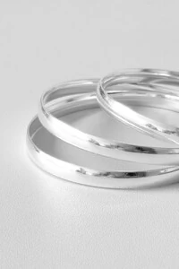 Kit 3 Pulseiras de Argola Fio Liso 6mm | Prata 925 | Luxo Essencial