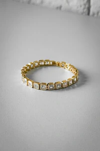 Pulseira Zircônia Branca | Banho de Ouro 18k | Elegante