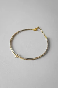 Colar Choker Duplo Pingente | Banho Ouro 18k e Ródio | Moderno