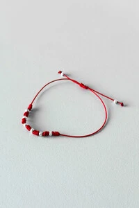 Pulseira da Sorte | Banho de Prata | Fio Vermelho 7 Nós