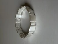 Pulseira Elástica Elos Retangulares Bicolor Banho de Prata