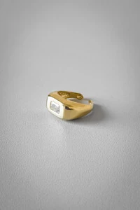 Anel Cristal Ajustável | Banho de Ouro 18k | Moderno