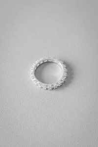 Anel Aparador Cravejado Inteiro | Prata 925 | Clássico