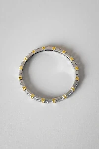 Bracelete Cravejado X Duo | Banho Ródio e Ouro 18k | Luxo