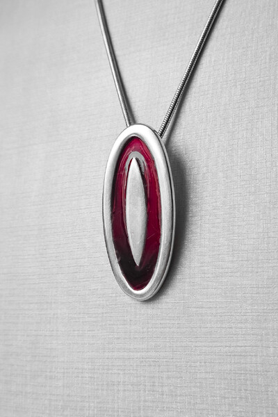 FotoColar Olho Abstrato Vermelho | Banho Prata 925 | 80 cm