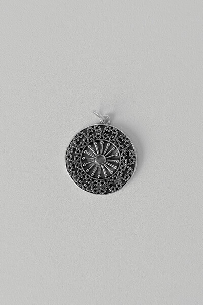 Foto Pingente Mandala Solar | Prata 925 | Oxidado com Grânulos
