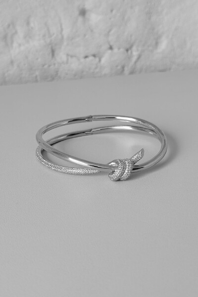 Foto Bracelete Nó Cravejado | Banho Ródio | Elegante