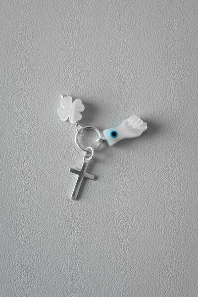 Foto Pingente Cruz, Trevo e Força Madrepérola | Prata 925 | Proteção