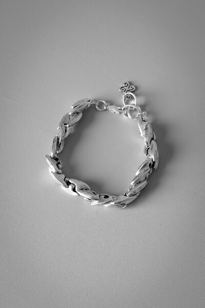 Foto Pulseira Elos Folha Polidos | Banho de Prata 925 | Moderna