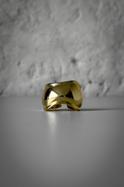 Foto Anel Curvas Orgânicas | Banho de Ouro 18k | Moderno