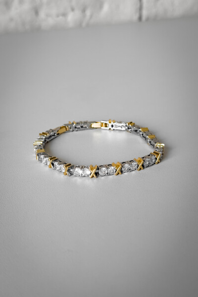 Foto Pulseira Cravejada X Duo | Banho de Ródio e Ouro 18k | Luxo