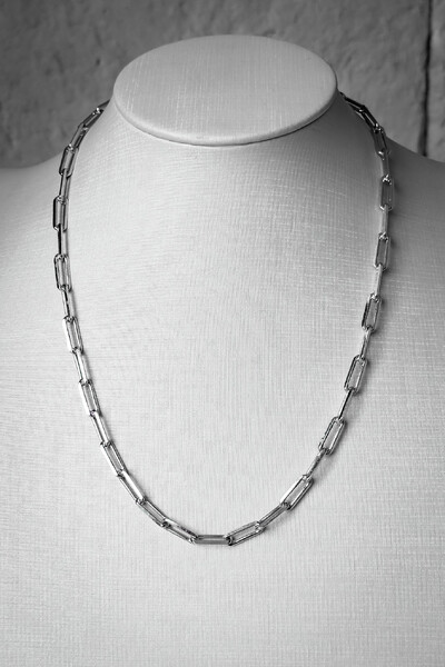 Foto Colar Elos Alongados | Banho Ródio | Versátil