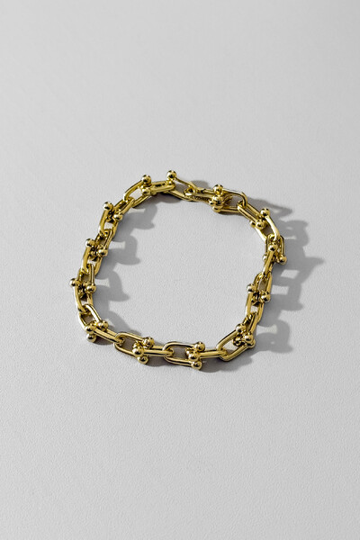 Foto Pulseira Hardware | Banho de Ouro 18k | Elo com Esferas