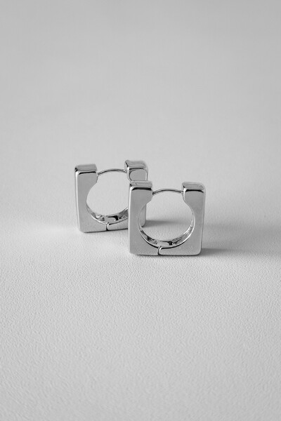 FotoBrinco Argola Quadrada Bold | Banho Ródio | Contemporâneo
