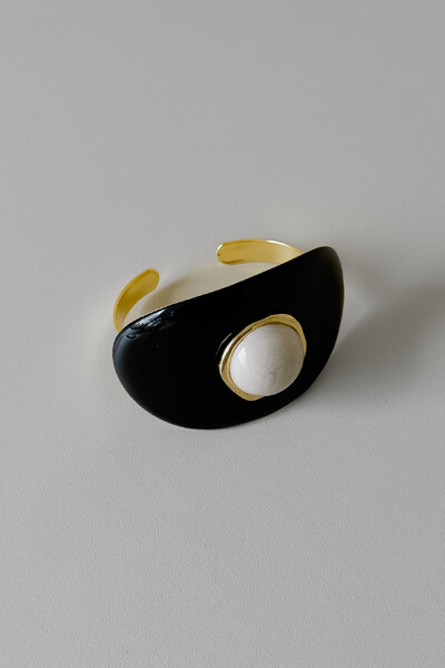 FotoBracelete Resina Preto & Off-White | Moderno