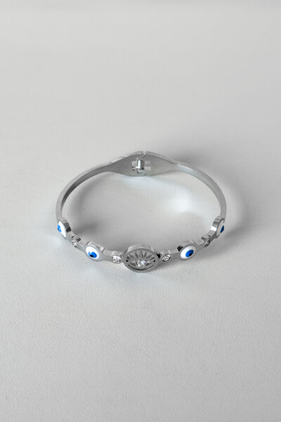 Foto Bracelete Olho Grego | Banho de Prata | Esmalte e Zircônias