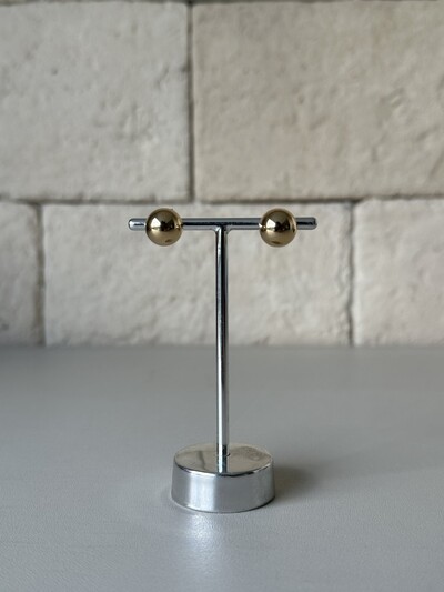 Foto Brinco Bolinha Esfera Banho de Ouro 18k