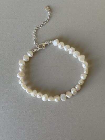 Foto Pulseira Pérolas Barrocas Banho de Ródio