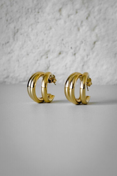 Foto Brinco Argola Tripla | Banho de Ouro 18k | Impactante