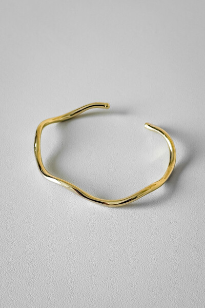 FotoPulseira Orgânica Lisa Aberta | Banho Ouro 18k | Minimalista