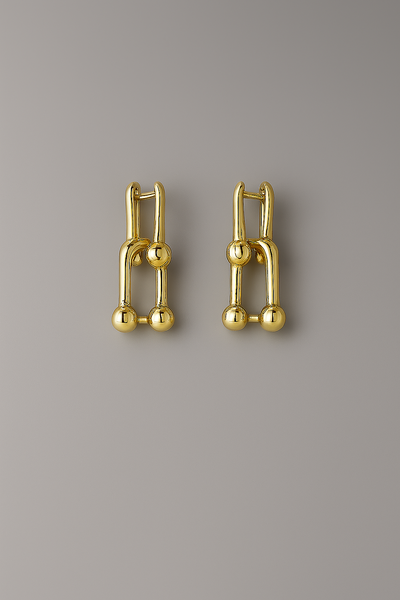 Foto Brinco Elos Geométricos Articulados | Banho de Ouro 18k | Elegante