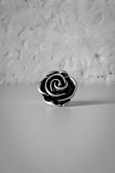 Foto Anel Rosa Esculpida | Banho de Prata 925 | Romântico