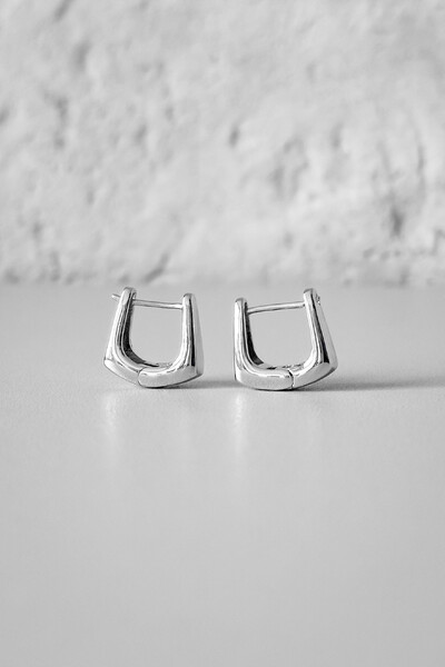 Foto Brinco Argola Quadrada Lisa | Banho Ródio | Moderno