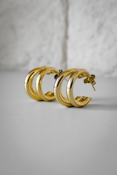 FotoBrinco Argola Tripla | Banho de Ouro 18k | Impactante