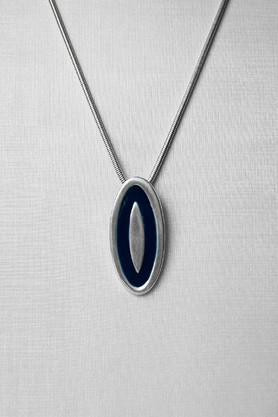 Foto Colar Olho Abstrato Azul | Banho Prata 925 | 80 cm