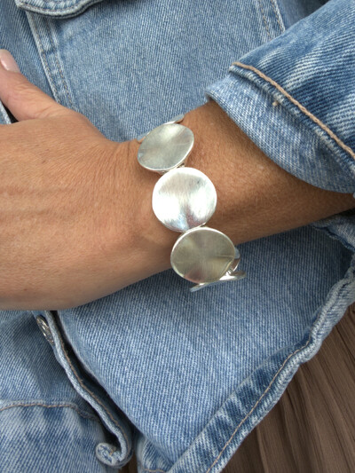 Foto Bracelete Discos Articulados Banho de Prata