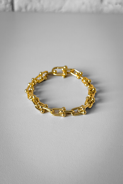 FotoPulseira Elos Geométricos Pequenos | Banho de Ouro 18k | Clássica