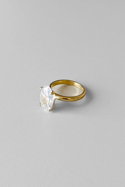Foto Anel Solitaire Oval | Banho de Ouro 18k | Zircônia