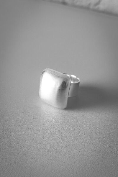FotoAnel Quadrado Liso Ajustável | Banho de Prata 925 | Minimalista