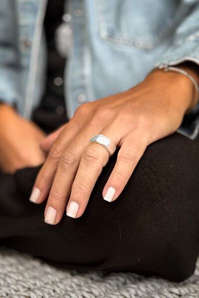 Foto Anel Hexagonal Bold | Prata 925 | Arquitetônico