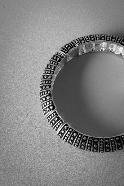 FotoPulseira Tribal Granulada Listrada | Banho de Ródio | Impactante
