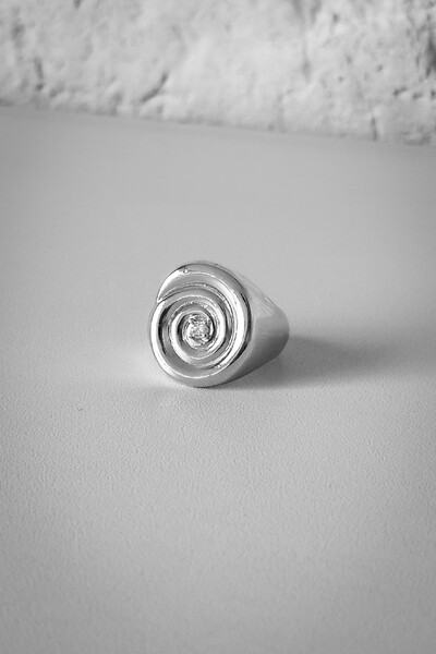 FotoAnel Espiral Micro Zircônia | Banho de Ródio | Sofisticado