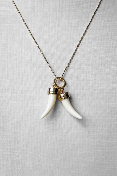 Foto Colar Pingentes Dentes Brancos | Banho Ouro 18k | Poderoso