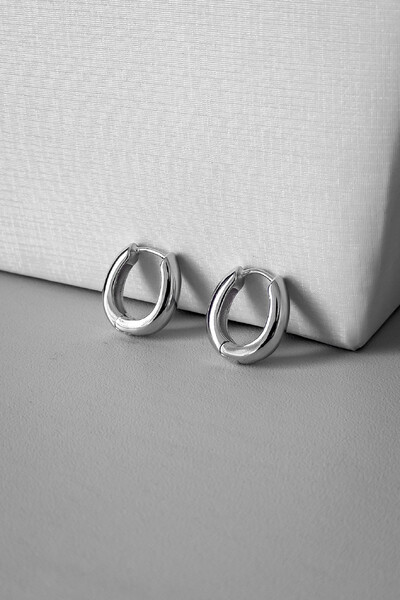 Foto Brinco Argola Oval Lisa | Banho Ródio | Clássico