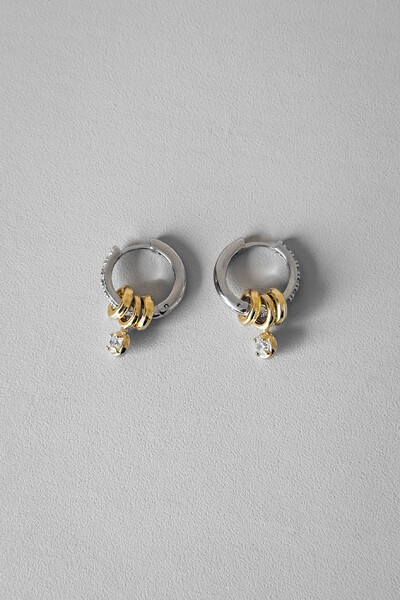 Foto Brinco Argola Pingentes | Banho Ouro 18k e Ródio | Moderno