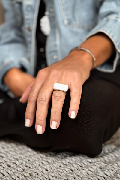 Foto Anel Retangular Liso | Prata 925 | Minimalista